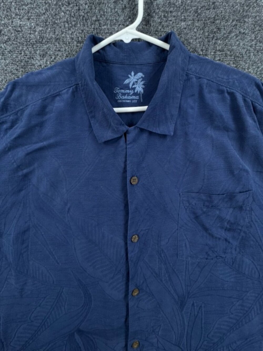 Tommy Bahama Short Sleeve Silk 2XL Floral Blue Logo Shirt Men Beach Button Up